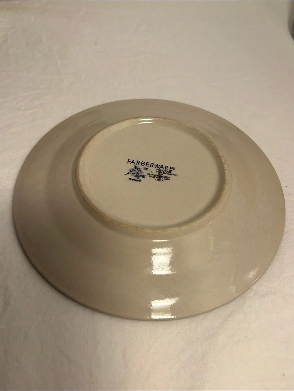 Farberware Cream Dinner Plate with Lavender Floral Wreath